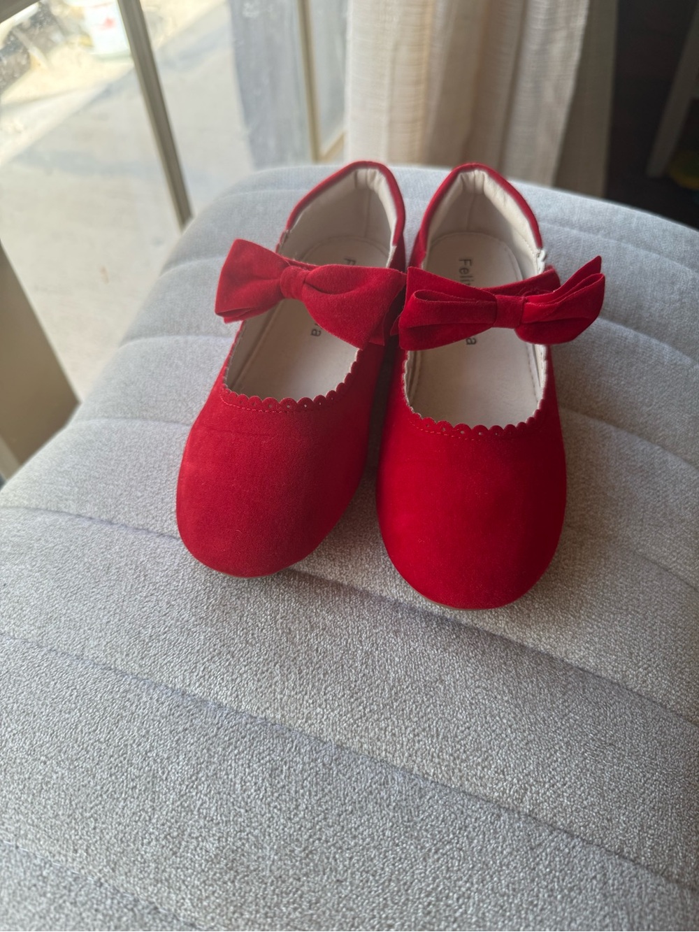 Girls Red Bow Mary Jane Dress Shoes